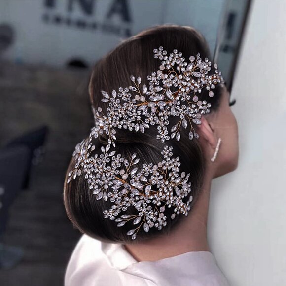 Rhinestone Bridal Headbands Elegant Wedding Hair Clips Crystal Pearl Accessories